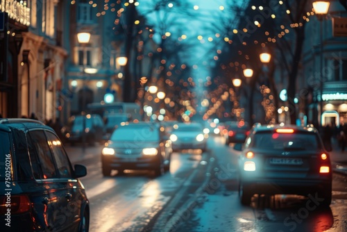 Busy City Street With Night Traffic © Ilugram