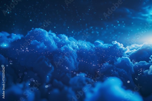 Blue Sky With Clouds and Stars