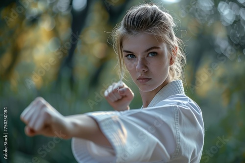 Woman in White Shirt Practicing Karate