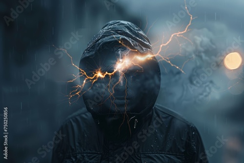 Man in Black Jacket With Lightning Bolt on Face