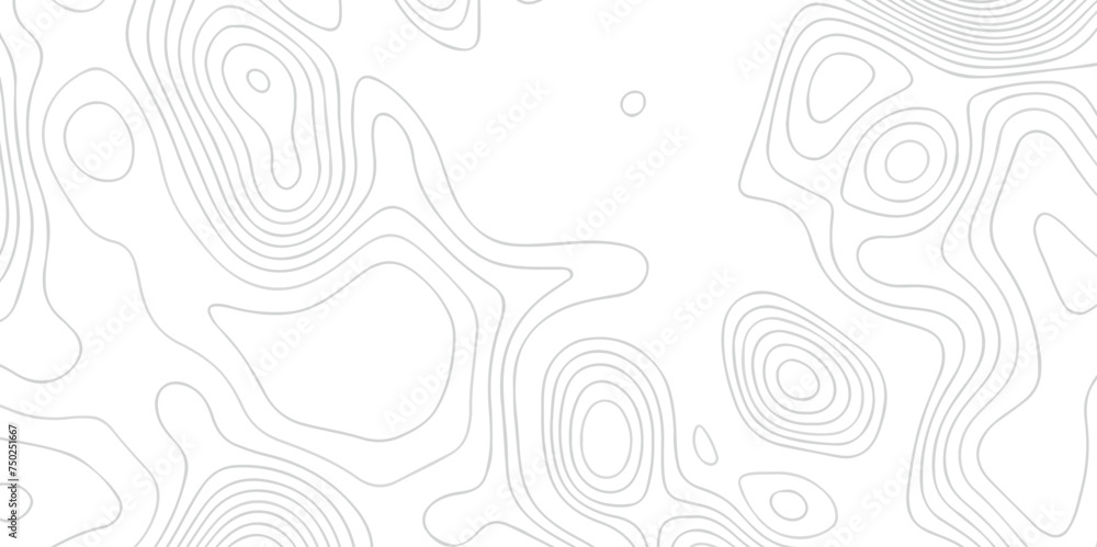 Topographic map background geographic line map with seamless ornament design. The black on white contours vector topography stylized height of the lines map. - obrazy, fototapety, plakaty 