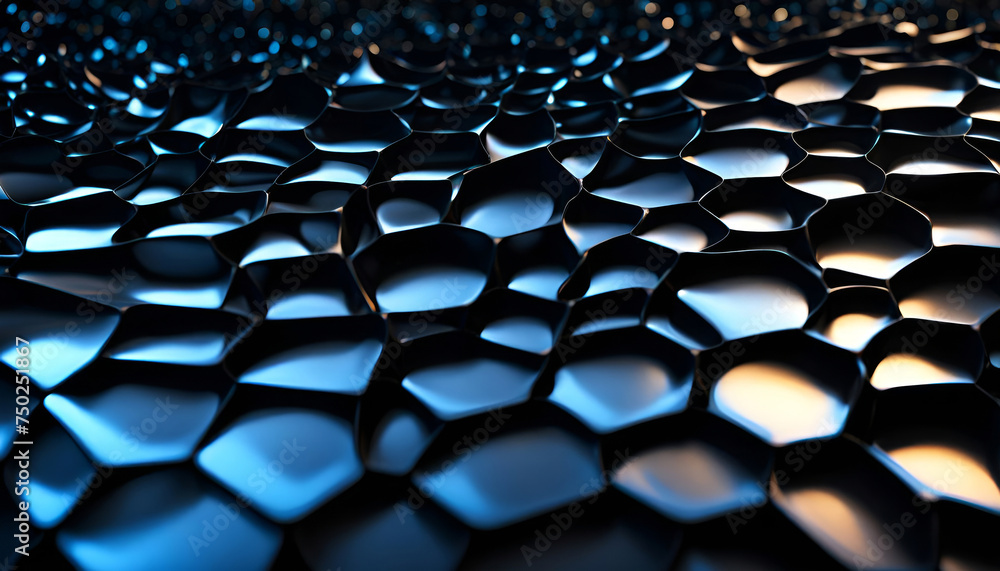 Abstract blue shapes with circles and dark background. Abstract blue shapes with circles and dark background.