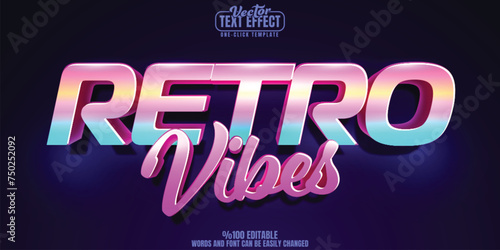  Retro vintage editable text effect, customizable retrowave and neon 3D font style