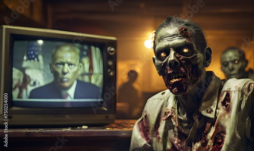 Zombies watching the tv propaganda