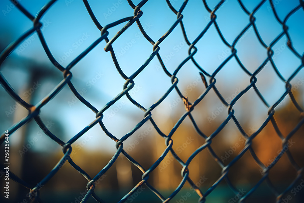 Metal fence, fence in a landscape, clean fence, well built fence Metal fence, fence in a landscape, clean fence, well built fence