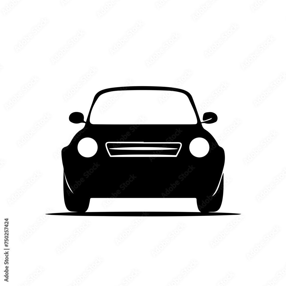 Car Driving With Headlights On Logo Design