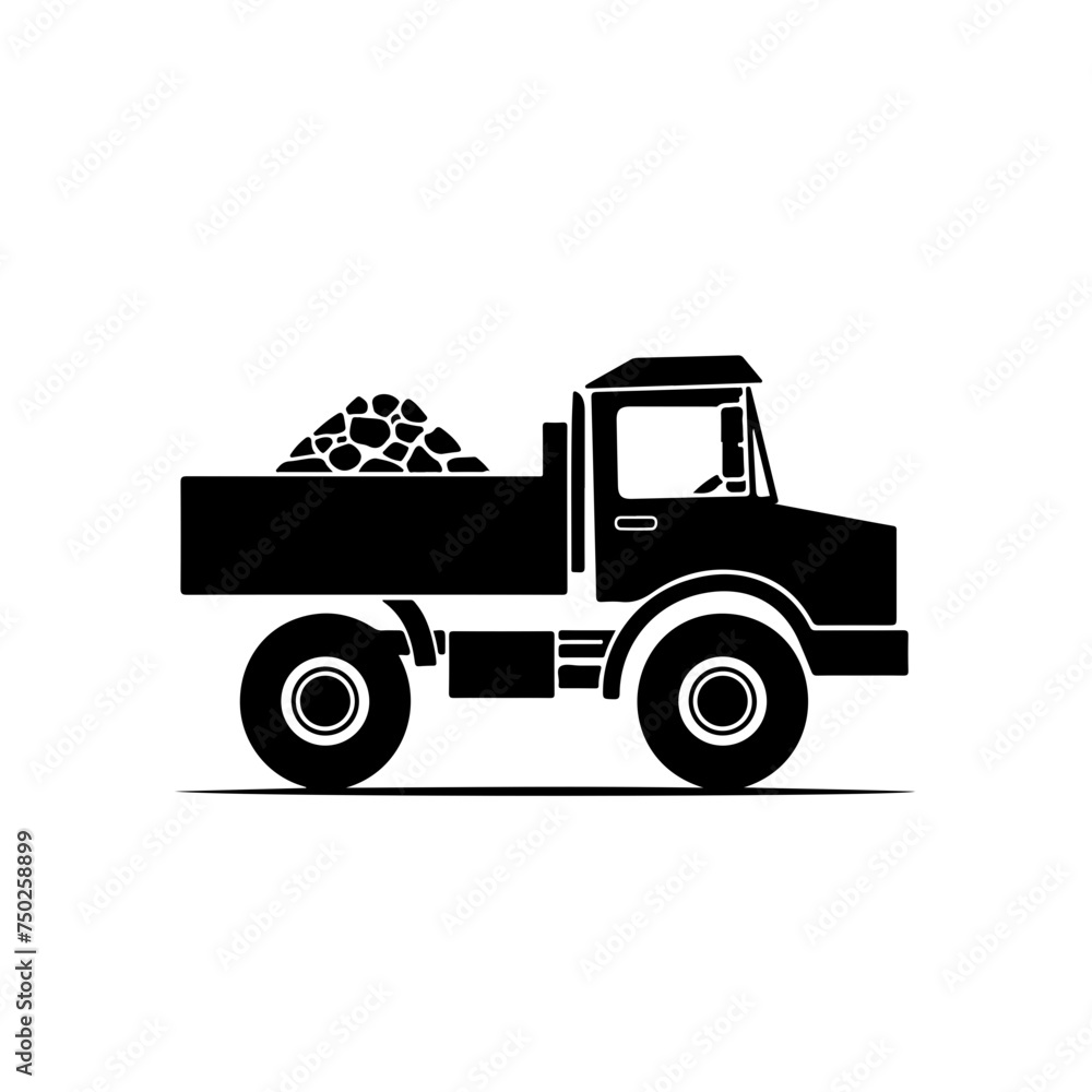 Dump Truck Unloading Stones Logo Design