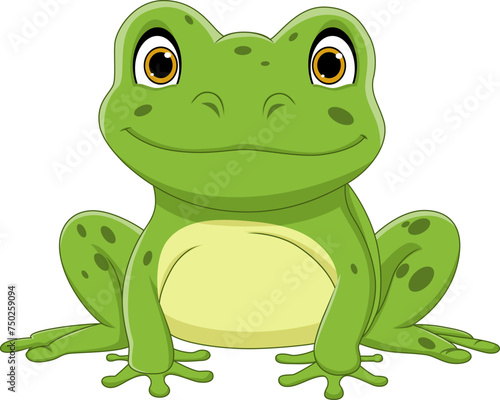 Cute frog cartoon on white background