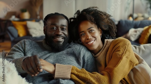 Cheerful, Black Couple Smiling