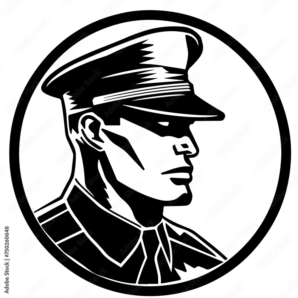 Head of military man Logo Design - obrazy, fototapety, plakaty 