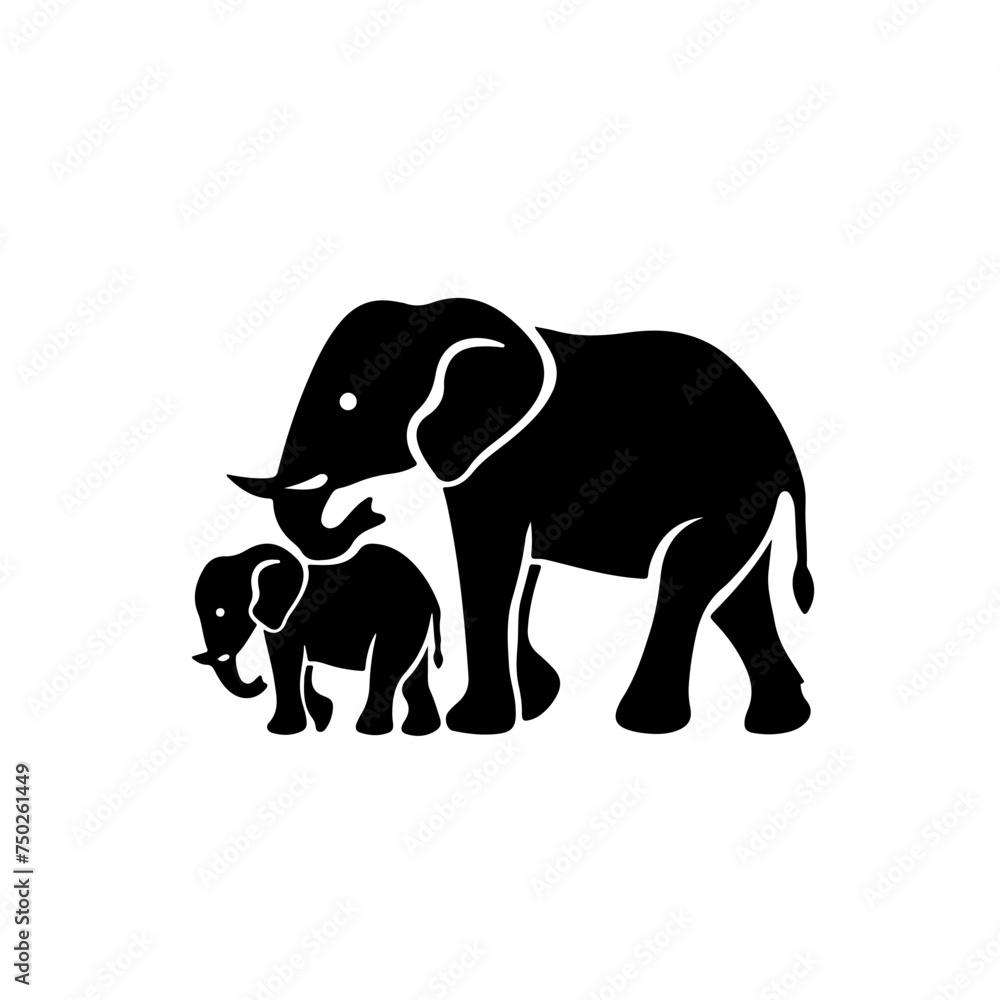 Mama And Baby Elephant Logo Design