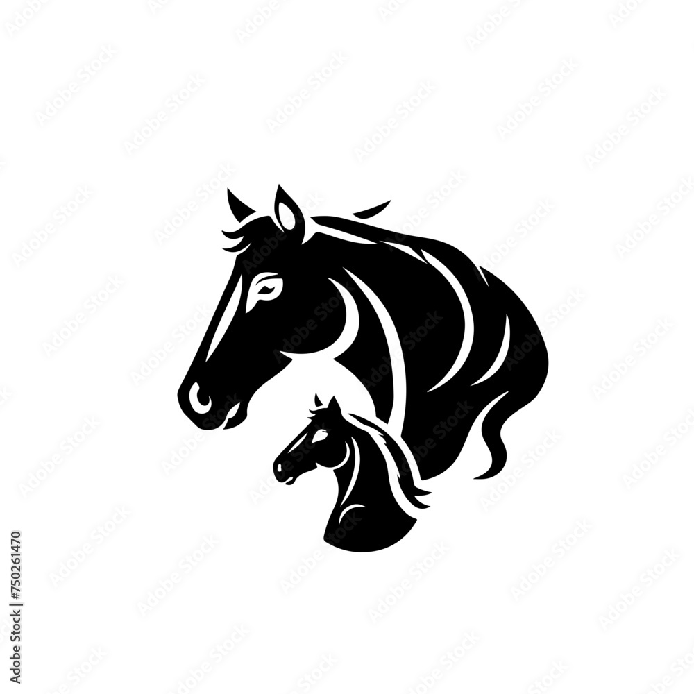 Mama Horse And Baby Horse Logo Design