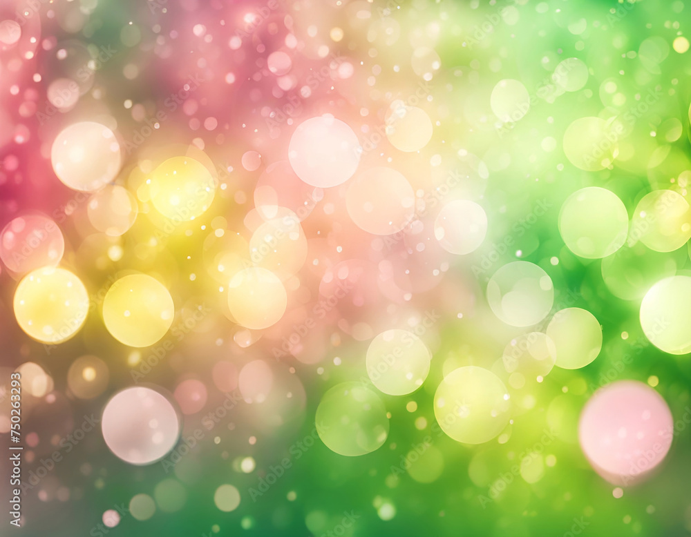 A soft spring bokeh light blur background in pink, green and gold colors. A soft spring bokeh light blur background in pink, green and gold colors.