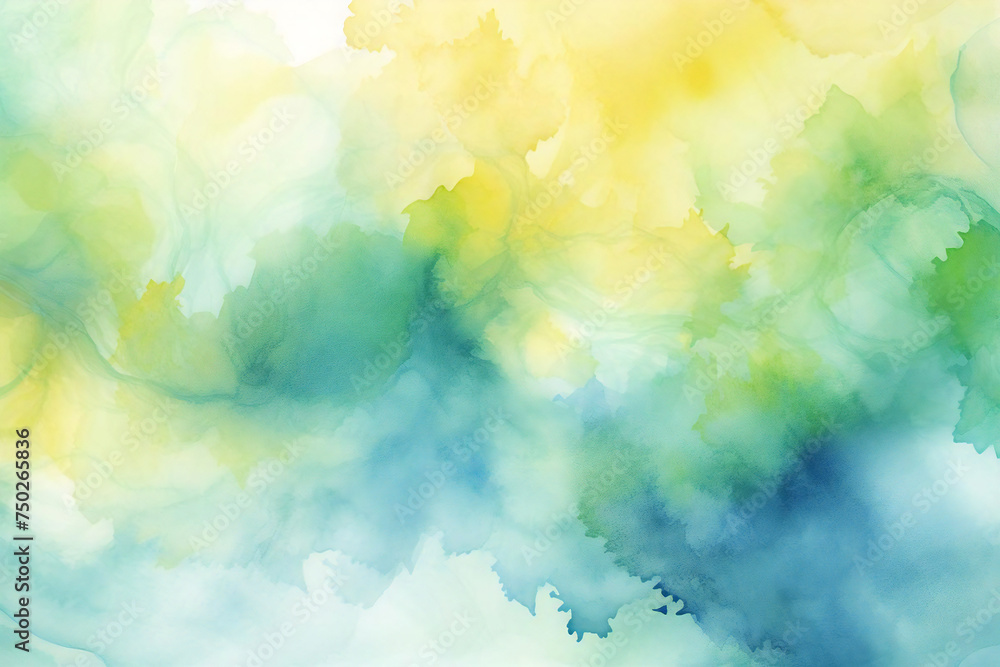 Stylish background material painted with yellow and green watercolors, Generative AI - obrazy, fototapety, plakaty 
