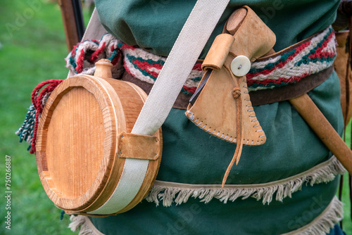Valokuva Frontier soldier of the American Revolution carrying his tools of the trade
