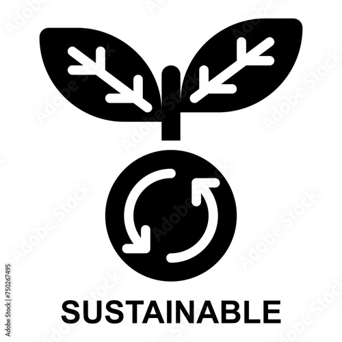 sustainable, sustainability, ecology, renewable, reusable, cycle, expanded solid glyph icon for web mobile app presentation printing