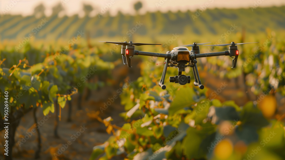 A drone flying over a farm in the summer. A drone flying over a farm in the summer.