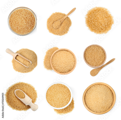 Brown sugar isolated on white, top view