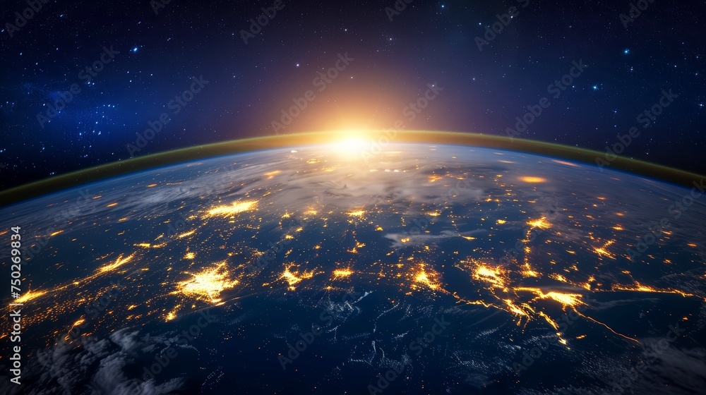 Obraz premium Digital world map globe with global network technology