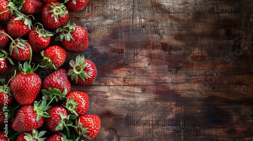 Fresh strawberries on wooden table. Strawberry background