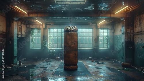 punching bag in the middle of the room