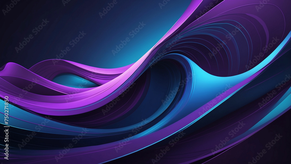 A breathtaking composition of a purple and blue abstract background with curved lines serves as the backdrop for a sleek, futuristic object and the smooth 3D illustration vibrant color light wave A breathtaking composition of a purple and blue abstract background with curved lines serves as the backdrop for a sleek, futuristic object and the smooth 3D illustration vibrant color light wave