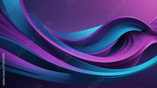 A breathtaking composition of a purple and blue abstract background with curved lines serves as the backdrop for a sleek, futuristic object and the smooth 3D illustration vibrant color light wave