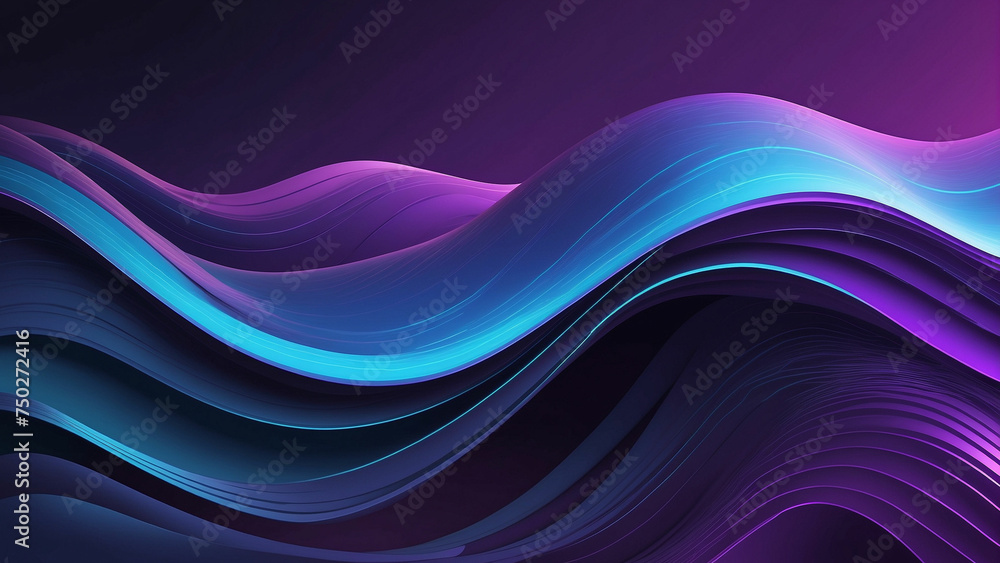 A breathtaking composition of a purple and blue abstract background with curved lines serves as the backdrop for a sleek, futuristic object and the smooth 3D illustration vibrant color light wave A breathtaking composition of a purple and blue abstract background with curved lines serves as the backdrop for a sleek, futuristic object and the smooth 3D illustration vibrant color light wave