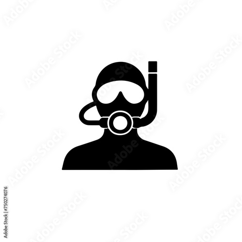 Scuba Diver Breathing Tube Vector Logo © N