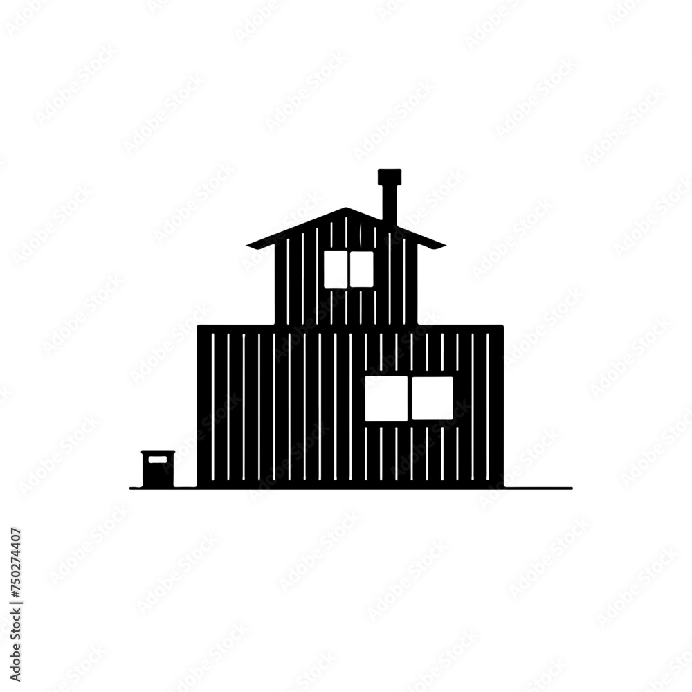 Shipping Container Home Vector Logo