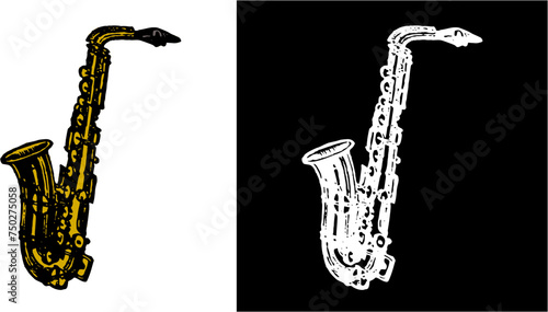 saxophone with notes vector