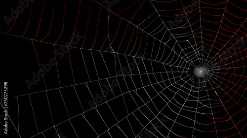 Bright spider web on dark black background