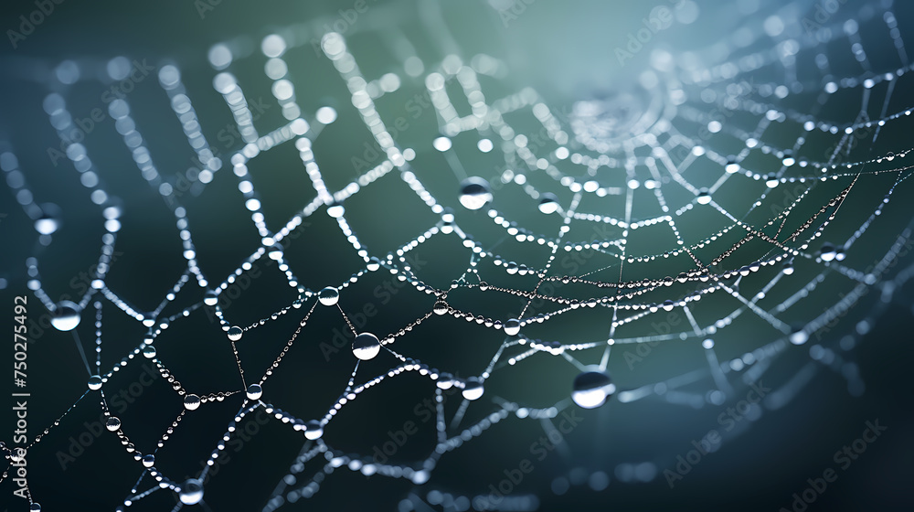 Obraz premium Bright spider web on dark black background