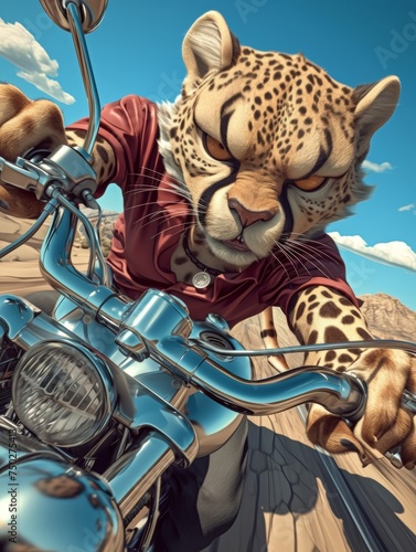 Wild Highway Roamers: Anthropomorphic Animals on Motorcycle Adventures