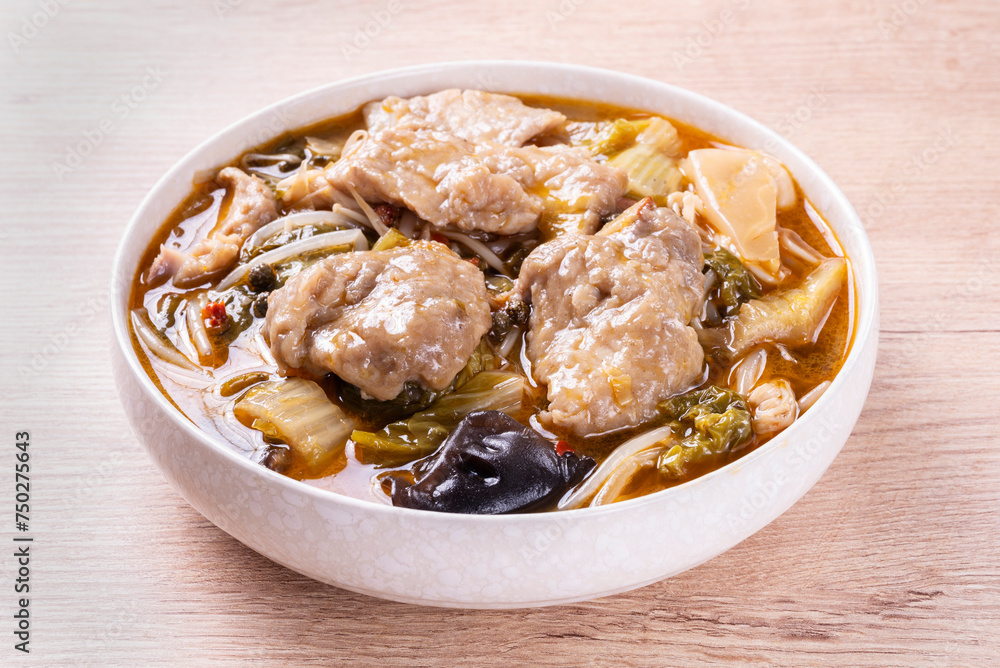 China Sichuan traditional cuisine - Boiled fish with pickled mustard China Sichuan traditional cuisine - Boiled fish with pickled mustard