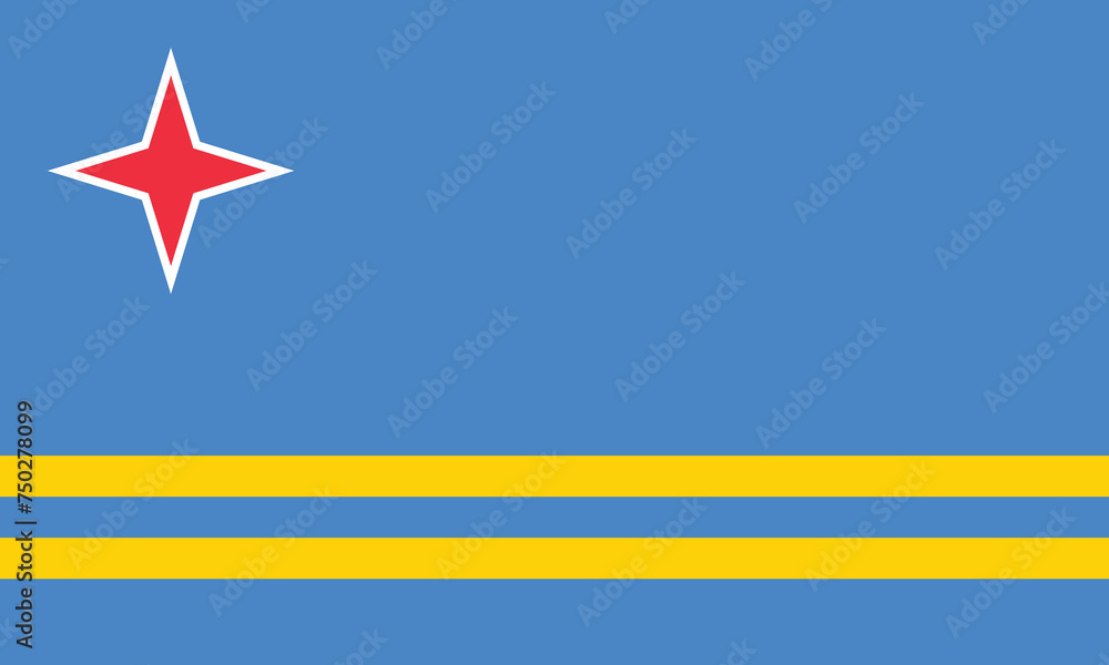 Flat Illustration of Aruba flag. Aruba national flag design. 