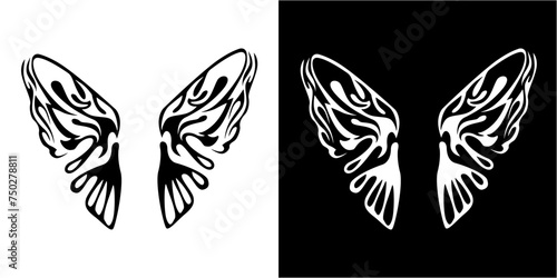 black and white wings tribal tattoo