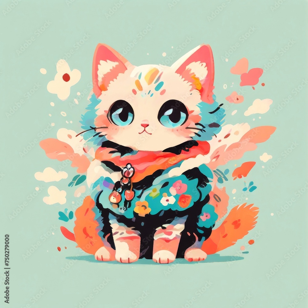 color pop art of cat color pop art of cat