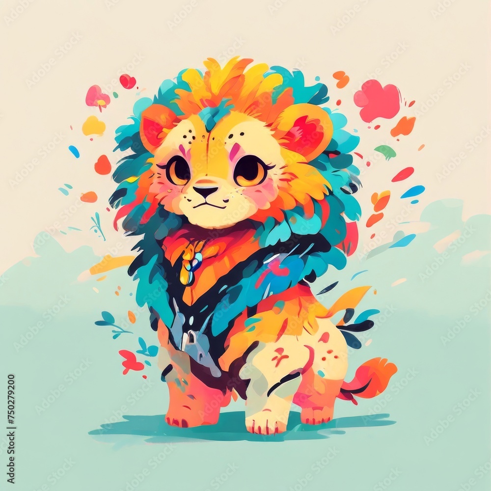 color pop art of lion color pop art of lion