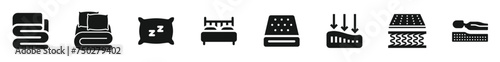 Various Bed and bed sheet icons on white background. Vector illustration.
