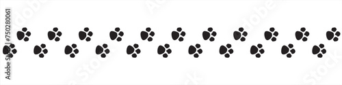 Paw vector foot trail print of cat. Dog, puppy silhouette animal diagonal tracks for t-shirts, backgrounds, patterns, websites, showcases design, greeting cards, child prints and etc. Editable vector 