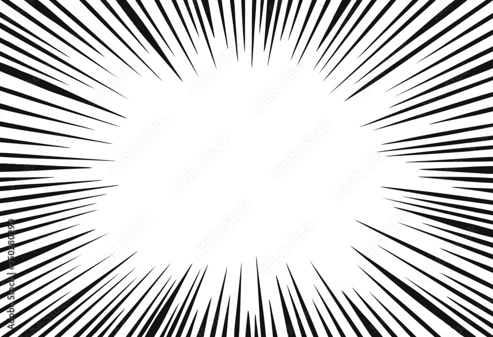 漫画風_集中線、放射状の背景、効果イラスト