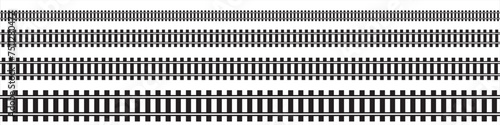 Railway Line, Rails Symbol, Train Tracks Sign, Railroad Pictogram, Railway Track Silhouette.  Editable vector illustration.