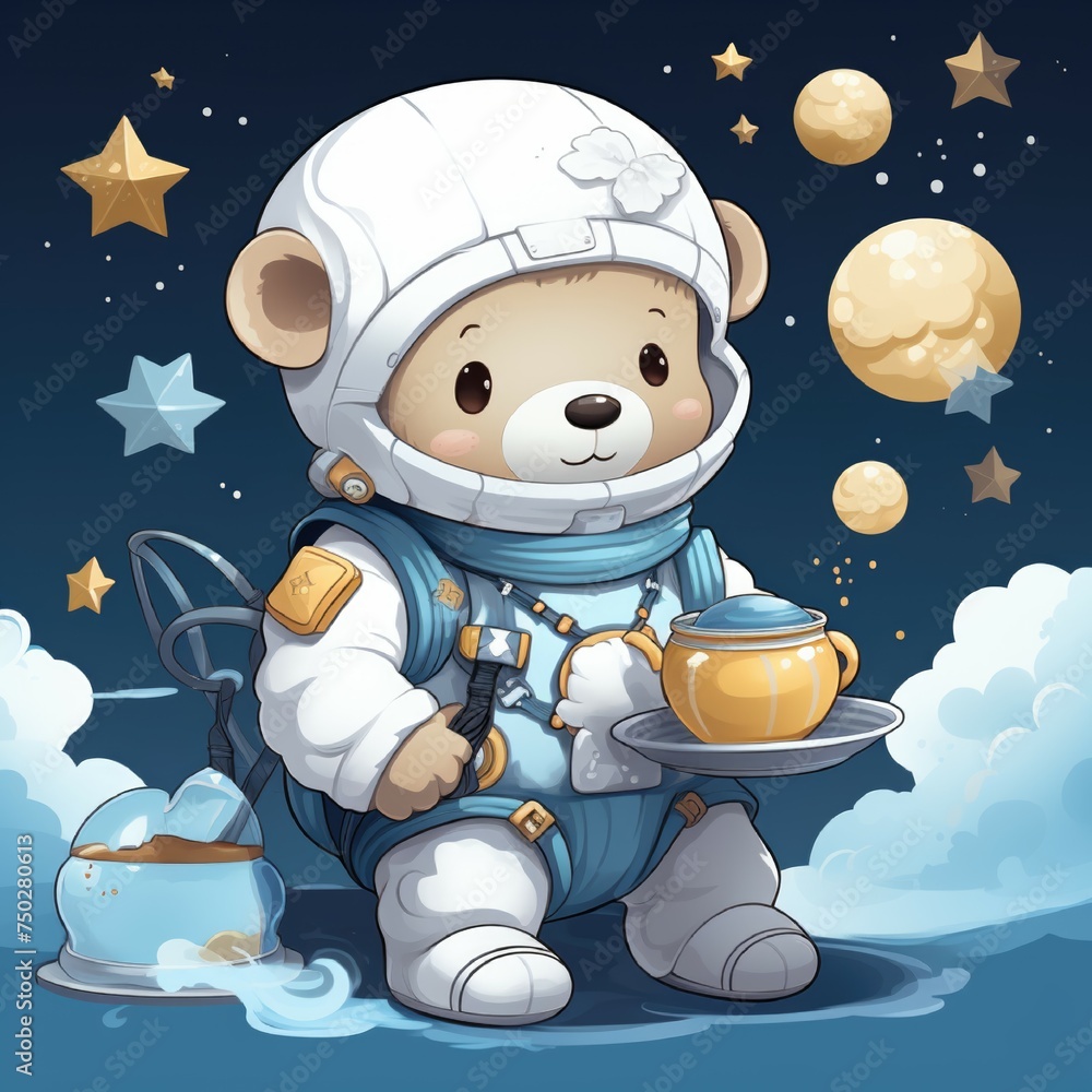kid bear astronaut illustration kid bear astronaut illustration