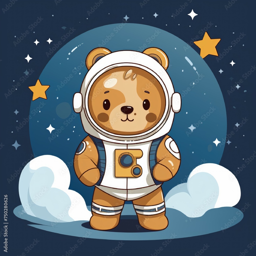 kid bear astronaut illustration