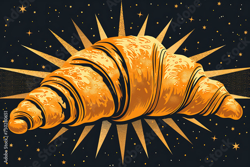 Croissant icon or poster for bakery shop or food design 