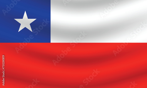 Flat Illustration of Chile flag. Chile national flag design. Chile wave flag. 