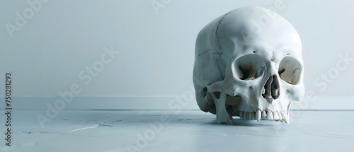 Broken Human Skull Isolated on White Background
