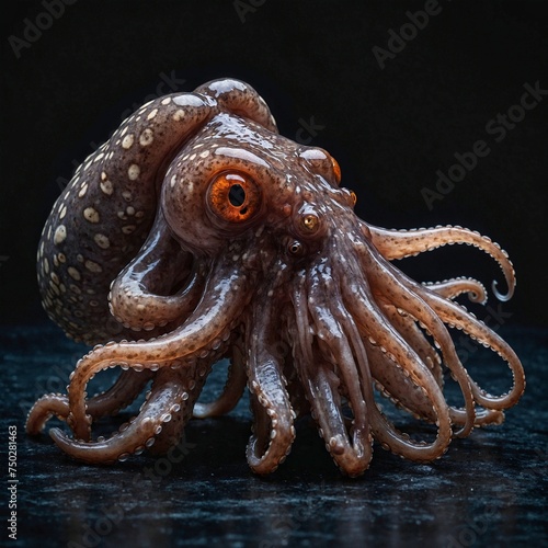 Large squid on a black background