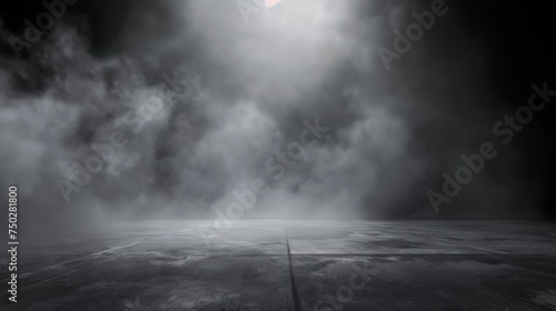 Texture dark concrete floor with mist or fog
